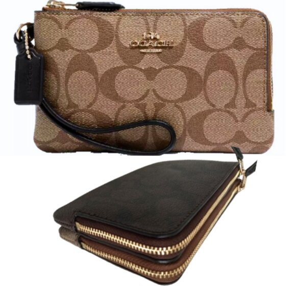 NWT COACH DOUBLE ZIP DOUBLE COMPARTMENTS WRISTLET NEW MONOGRAM WALLET - Picture 1 of 6